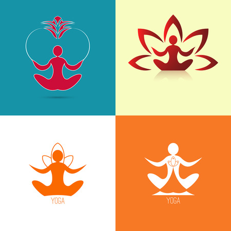 Yoga icon. Logo template on a light background.のイラスト素材
