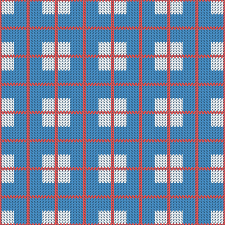 Repeating knitted seamless pattern squares, rhombus. Woolen texture with a jacquard pattern. Abstract winter holiday design. Sweater ornamentのイラスト素材