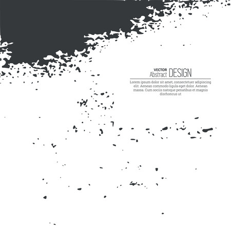 Monochrome black and white abstract background with torn edges. Uneven strokes with small particles at edges. Vector element of graphical designのイラスト素材