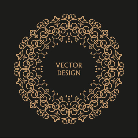 Circular pattern. Round ornament. Vintage frame. Greeting card. Wedding invitation. Retro style. Vector logo template, labels and badgesのイラスト素材