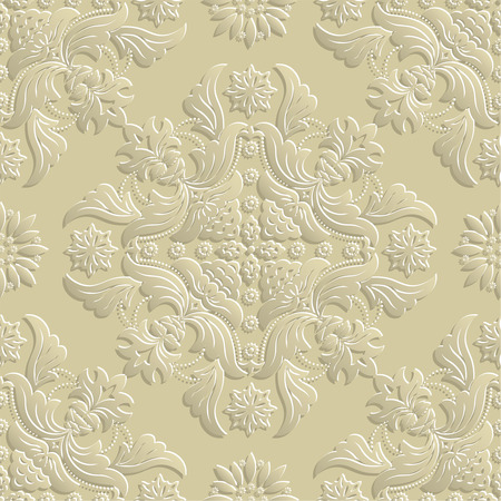 Vector seamless pattern. 3d luxury elegant texture in Baroque style. Pattern can be used as a background, wallpaper, wrapper, page fill, element of ornate decorationのイラスト素材
