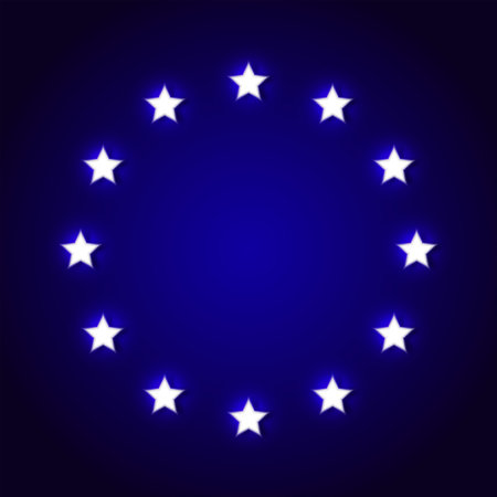 Abstract background with the shining stars and a realistic shadow. The stars located around on a black substrate. Vector illustration.のイラスト素材