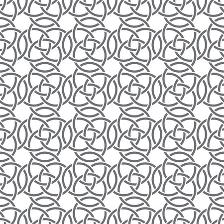 Vector seamless pattern. Simple minimal abstract geometric background. Modern stylish texture. Regularly repeating geometrical tiled grid with intersecting circles, rings. Trendy designのイラスト素材
