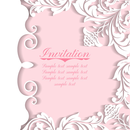 Baroque ornate frame with place for text. Stylish invitation card. Elegant greeting card. Vector element of graphic designのイラスト素材