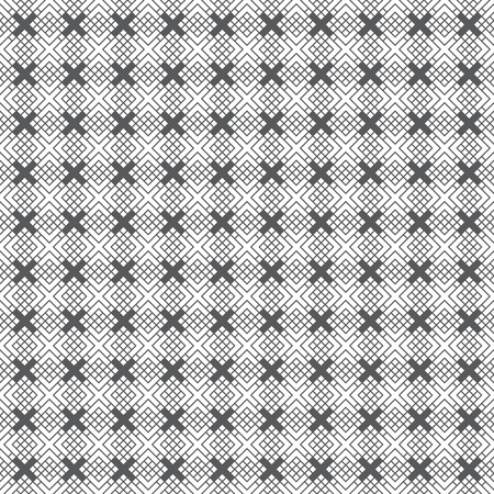 Infinitely repeating stylish elegant texture consisting of thin lines which form linear grid with rhombuses and crosses. Modern geometrical background.のイラスト素材