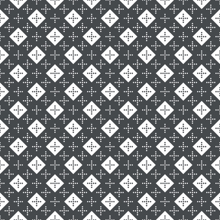 Vector seamless pattern. Simple elegant texture. Regularly repeatition geometrical shapes, dotted crosses and rhombuses. Vector element of graphical designのイラスト素材