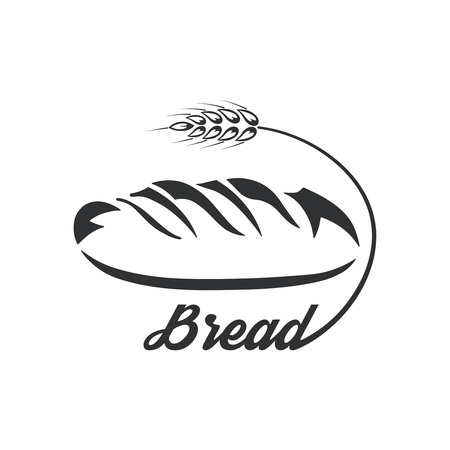 Icon bread.Monochrome logo.Fresh product. A vector illustration in flat style.のイラスト素材