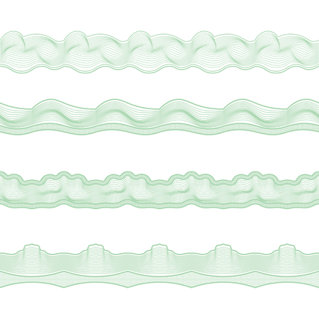 Set of seamless borders of elements guilloche. Pattern Brush.Vector illustration for scenery of documents.のイラスト素材