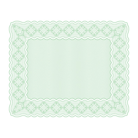 Guilloche element. Rectangular frame. A template for paperwork. Vector illustration.のイラスト素材