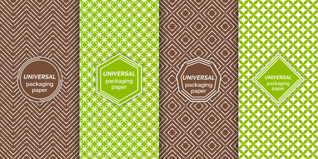 Set of colourful seamless patterns. Classical textured backgrounds with logo, emblem templates. Vector digital paper for packing. Universal wrapping textures. Samples in swatch panelのイラスト素材