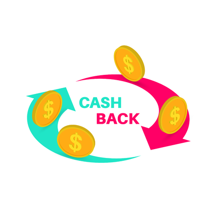 Sign cash back, banner, bonus upon purchase, incentive action. Isometric 3d flat style vector illustration.のイラスト素材
