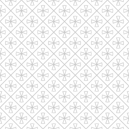 Vector seamless pattern. Modern stylish texture. Regularly repeating geometric tiles with small dots, dotted crosses, rhombus. Abstract seamless background. Contemporary designのイラスト素材