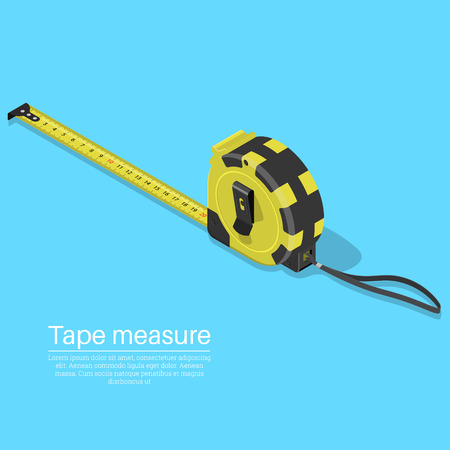Construction roulette with a shadow. The realistic tool for measurement.3D. Isometry. The isolated element for design. A vector illustration in flat style.のイラスト素材