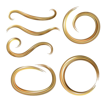 Vector set of dabs brush. Round framework and curls. The isolated elements for design. Forms for an ornament.のイラスト素材