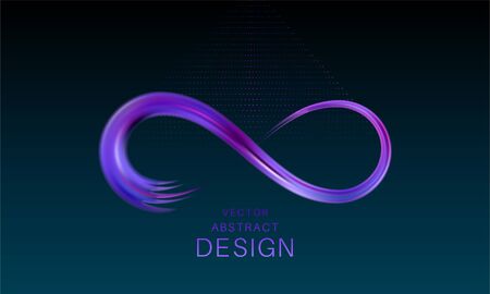 The shining infinity symbol.An object as a brush stroke. Abstract background of an infinity sign. Dynamic curve. Element for design. Vector illustration.のイラスト素材