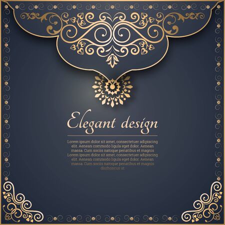 Vintage gold frame in Baroque style. Decorative ancient ornament. The card for invitations. A flower shape for the text. Vector illustrations. Design elements.のイラスト素材