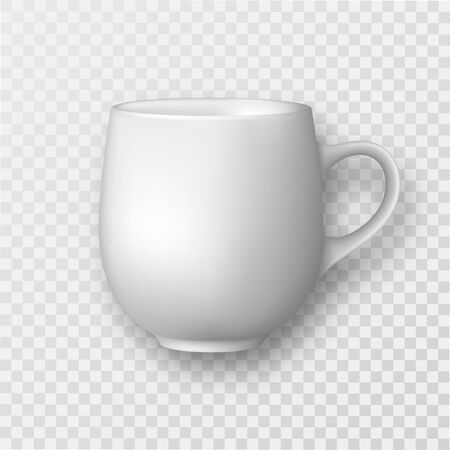 Ceramic beverage cup on an insulated transparent background.Ðock-up.Template for design.3Ð vector realistic illustration.のイラスト素材