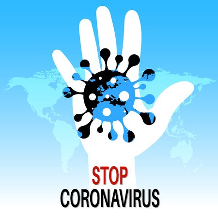 Covid-19. Stop coronavirus. Epidemic on the planet. Global threat. Banner.The concept of disease control. Vector illustration.のイラスト素材