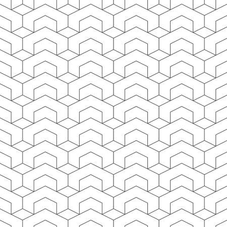 Seamless pattern. Modern stylish geometrical texture. Regularly repeating hexagons, rhombuses, hexagonal shapes. Abstract linear textured background. Vector element of graphical designのイラスト素材