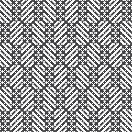 Vector seamless pattern. Infinitely repeating modern geometrical texture consisting of stars, rhombuses, diamonds, triangles, strips. Abstract small textured background.のイラスト素材