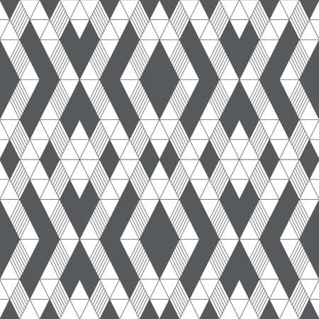 Seamless pattern. Infinitely repeating modern geometrical texture consisting of triangles, rhombuses, hexagons, corners. Thin line. Vector element of graphical designのイラスト素材