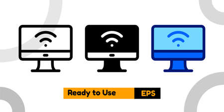 computer icon with three style and isolated sign symbol vector illustration high quality for banner, poster, social media, presentation, and websiteのイラスト素材