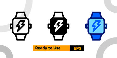 smart watch icon with three style and isolated sign symbol vector illustration high quality for banner, poster, social media, presentation, and websiteのイラスト素材