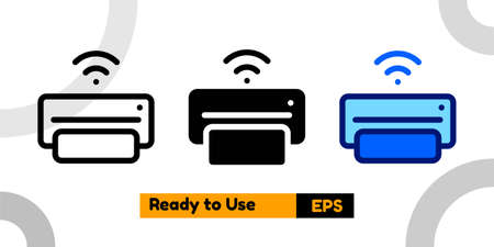 printer icon with three style and isolated sign symbol vector illustration high quality for banner, poster, social media, presentation, and websiteのイラスト素材