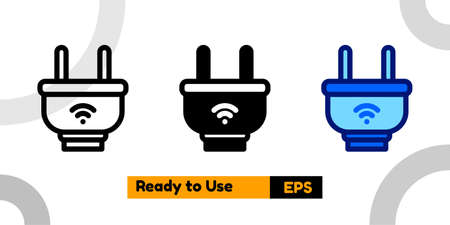 plug icon with three style and isolated sign symbol vector illustration high quality for banner, poster, social media, presentation, and websiteのイラスト素材