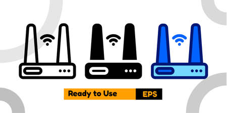 router icon with three style and isolated sign symbol vector illustration high quality for banner, poster, social media, presentation, and websiteのイラスト素材