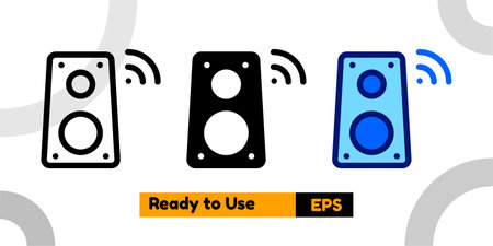 speaker icon with three style and isolated sign symbol vector illustration high quality for banner, poster, social media, presentation, and websiteのイラスト素材