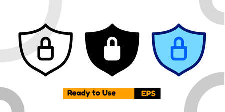 security icon with three style and isolated sign symbol vector illustration high quality for banner, poster, social media, presentation, and websiteのイラスト素材