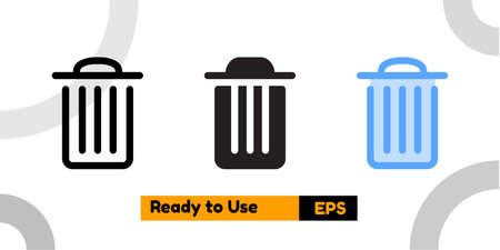 recycle bin icon with three style for social media, website, and presentationのイラスト素材