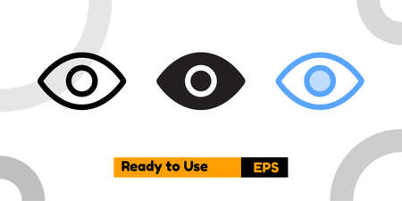 vision icon with three style for social media, website, and presentationのイラスト素材