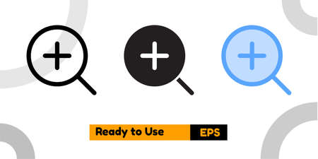 zoom in icon with three style for social media, website, and presentationのイラスト素材