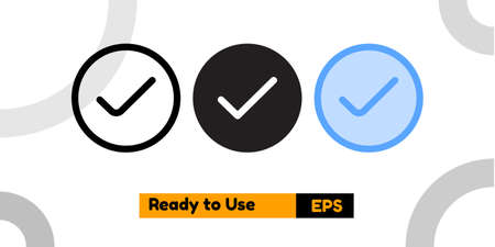 approve icon with three style for social media, website, and presentationのイラスト素材