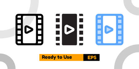 movie icon with three style for social media, website, and presentationのイラスト素材
