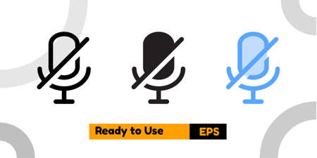 mute icon with three style for social media, website, and presentationのイラスト素材
