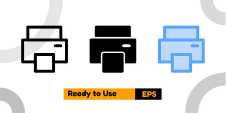 print icon with three style for website, social media, and presentationのイラスト素材