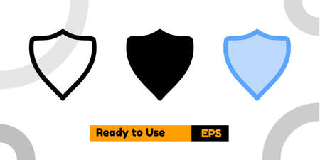 shield icon with three style for website, social media, and presentationのイラスト素材