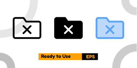delete folder icon with three style for website, social media, and presentationのイラスト素材
