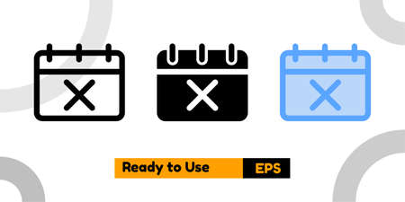 cancel schedule icon with three style for website, social media, and presentationのイラスト素材