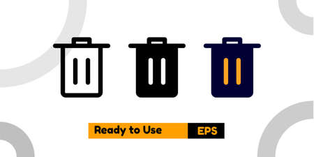 recycle bin icon with three style for poster, social media, and presentationのイラスト素材