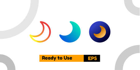 night mode icon with three style gradient for poster, social media, and presentationのイラスト素材