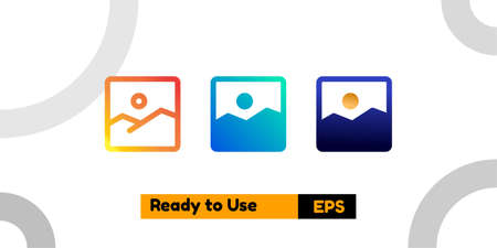gallery icon with three style gradient for poster, social media, and presentationのイラスト素材