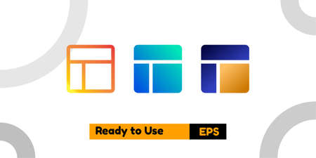 layout icon with three style gradient for poster, social media, and presentationのイラスト素材