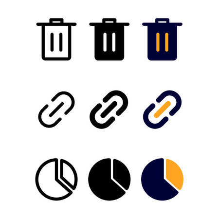 recycle bin icon set with three style for presentation, banner, and social mediaのイラスト素材