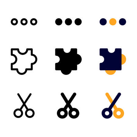 option icon set with three style for presentation, banner, and social mediaのイラスト素材