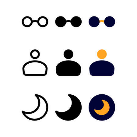optical icon set with three style for presentation, banner, and social mediaのイラスト素材