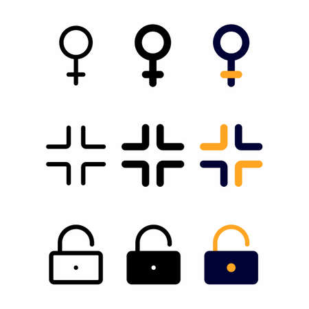female gender icon set with three style for presentation, banner, and social mediaのイラスト素材